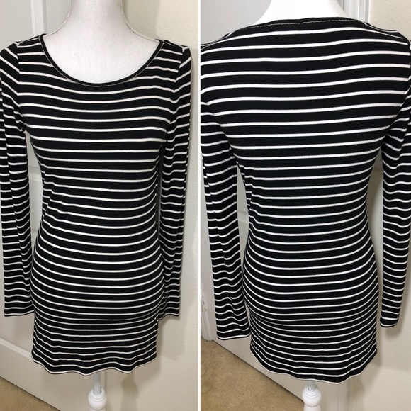 White House Black Market Dresses & Skirts - NWT WHBM Long Sleeve Striped Tee Shirt Dress